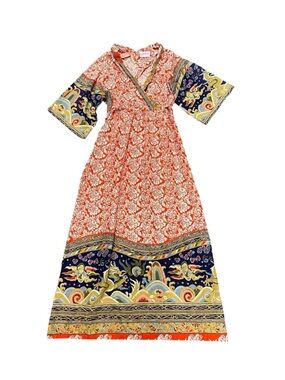 Vintage Gilead Floral Dragon Kimono Style Maxi Dress